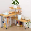 Étagère d'angle de cuisine à 3 niveaux en bambou pour rangement d'épices marron
