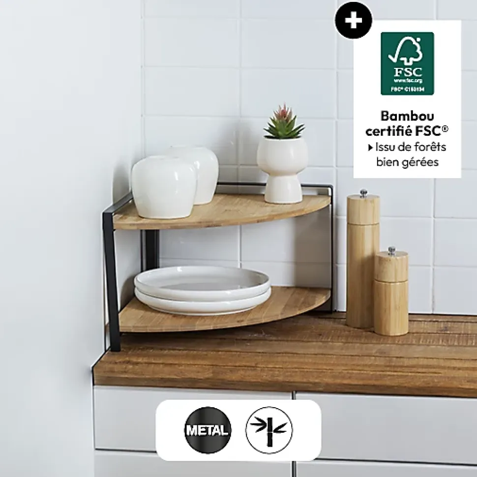 Étagère d'angle Ordera 2 niveaux noir - Noir- 5five