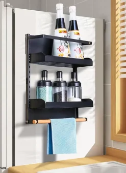 étagère de stockage latéral porteépices de cuisine magnétique amovible noir
