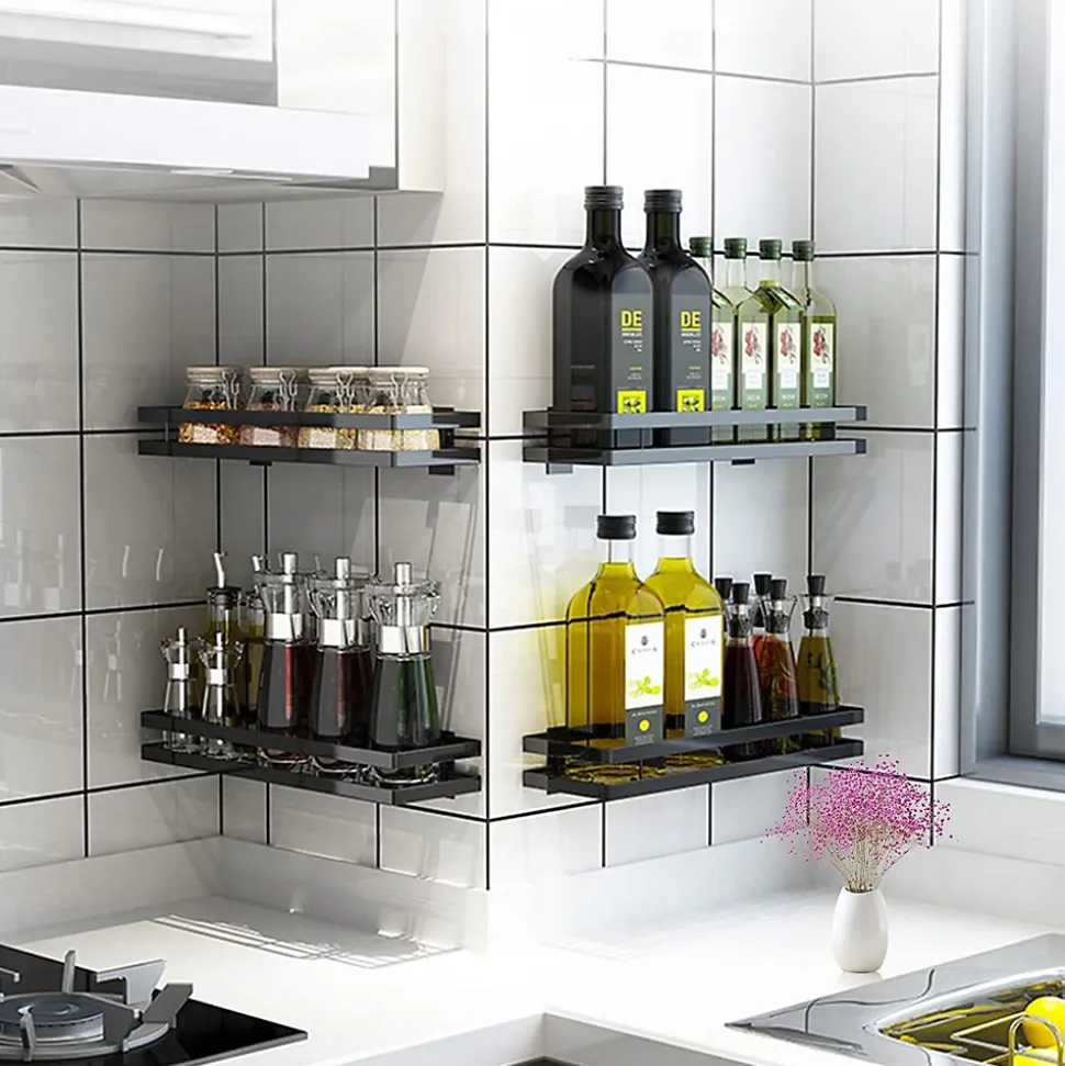 Étagère Murale de Cuisine sans perçage de 40 cm noir