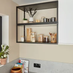 Étagère murale en aluminium noir mat GoodHome Caraway L. 80 cm x H. 36 cm