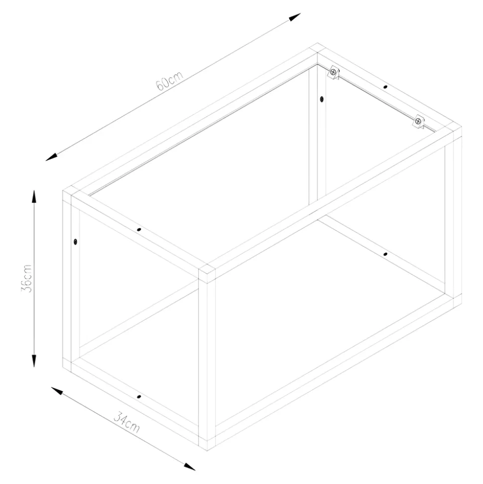 Étagère murale en aluminium noir mat GoodHome Caraway L.60 x H.36 cm