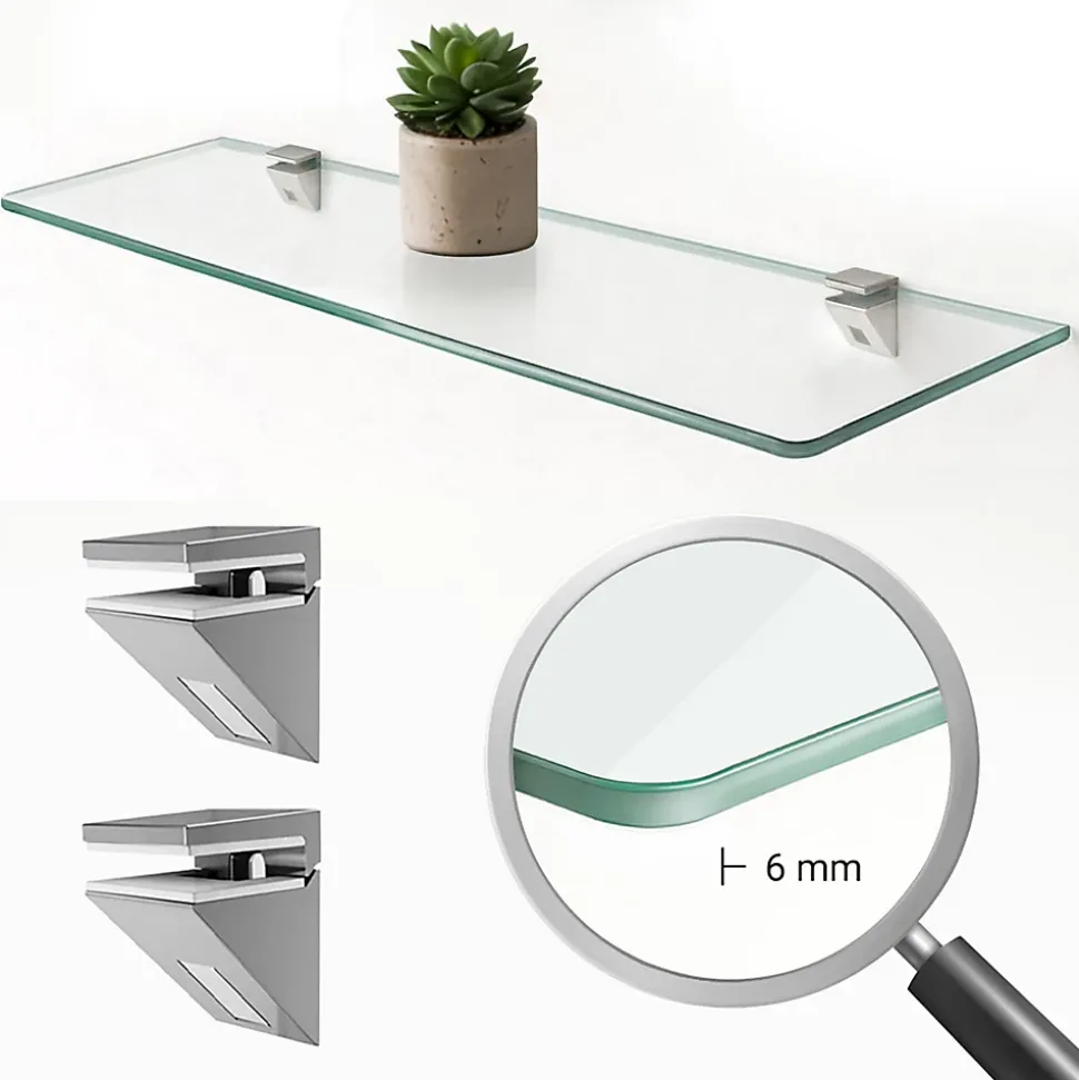 Étagère Murale en Verre Tulup 45x13 cm Pour Cuisine 6mm Avec Supports