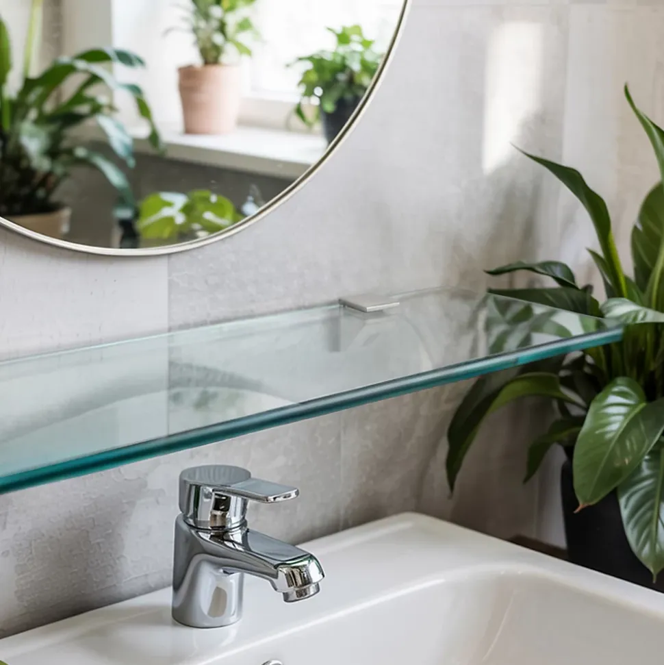 Étagère Murale en Verre Tulup 80x13 cm Flottante Pour Salon