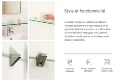 Étagère Murale en Verre Tulup 80x13 cm Flottante Pour Salon