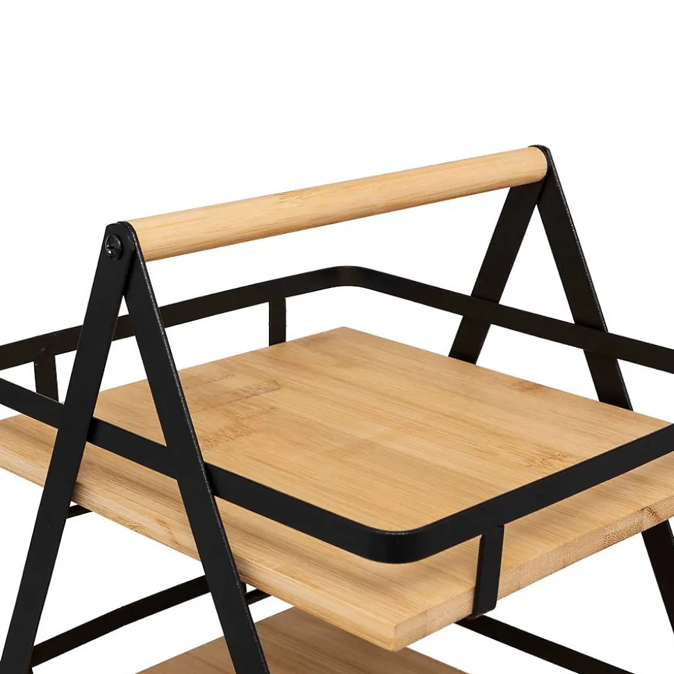 Étagère Ordera 2 niveaux avec anse en bambou noir - Noir- 5five