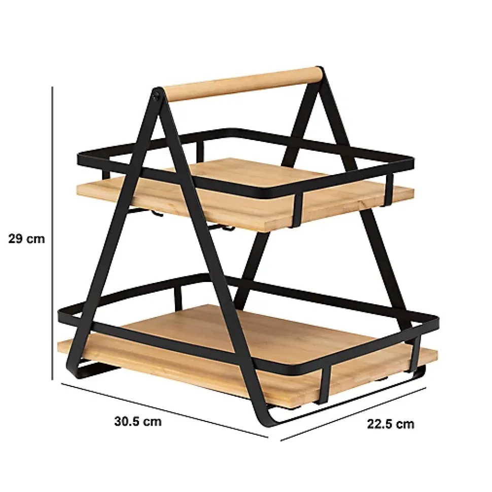 Étagère Ordera 2 niveaux avec anse en bambou noir - Noir- 5five