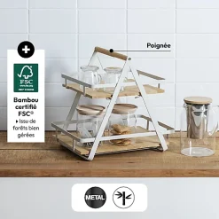 Étagère Ordera 2 niveaux avec anse en bambou - Beige- 5five