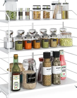 Étagères à Épices à 3 Niveaux blanc