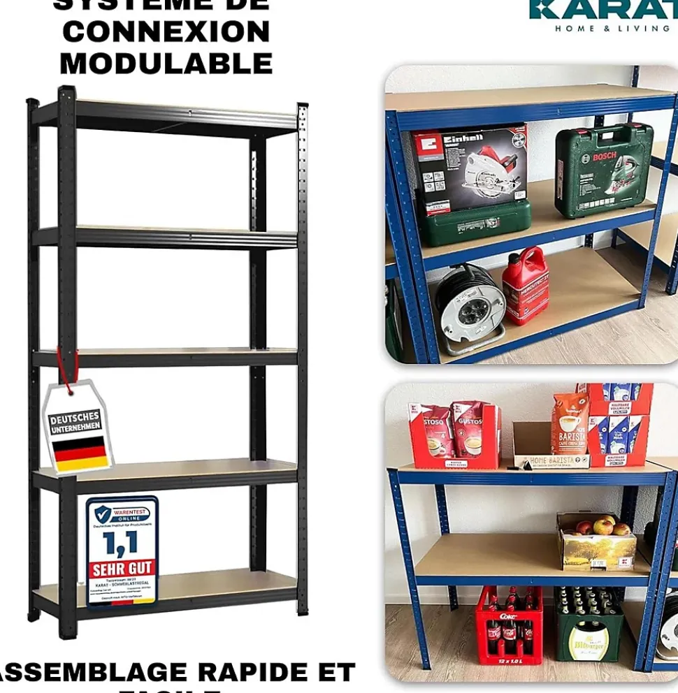 Étagères pour charges Lourdes Titan, Noir, 180 x 90 x 40 cm