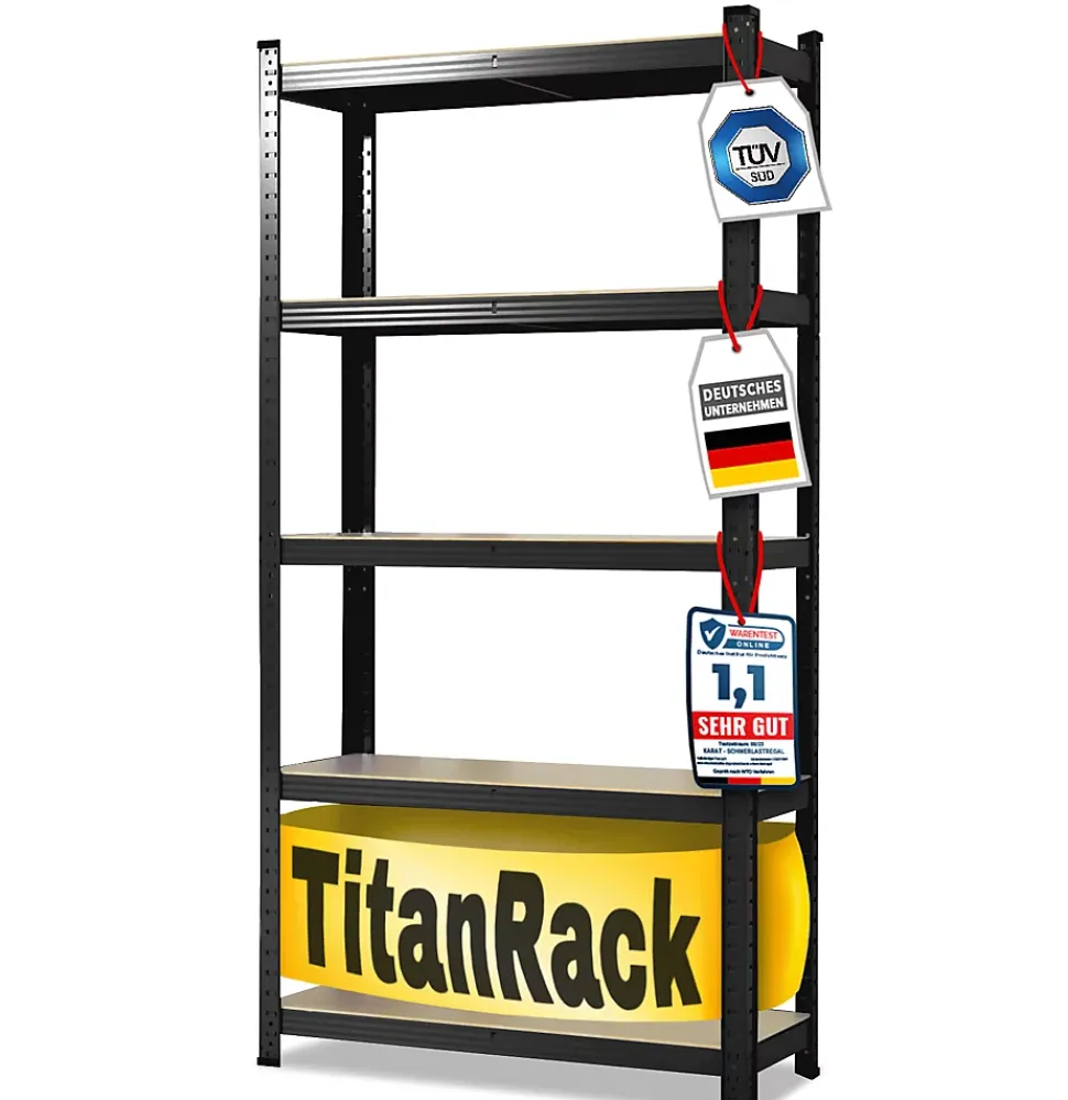 Étagères pour charges Lourdes Titan, Noir, 180 x 90 x 40 cm