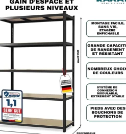 Étagères pour charges Lourdes Titan, Noir, 180 x 90 x 40 cm