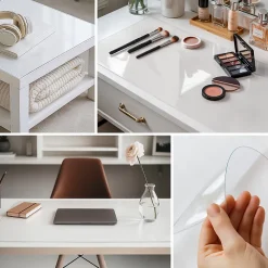 Tapis de protection de sol Wallfluent 120x80 cm Verre souple transparent pour plan de travail table et sol 1 pcs