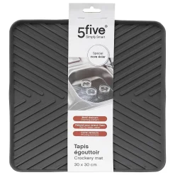 Tapis de vaiselle avec rebords 30x30cm - Gris- 5five