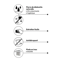 Tapis en diatomite gris 40x30cm - Gris- 5five