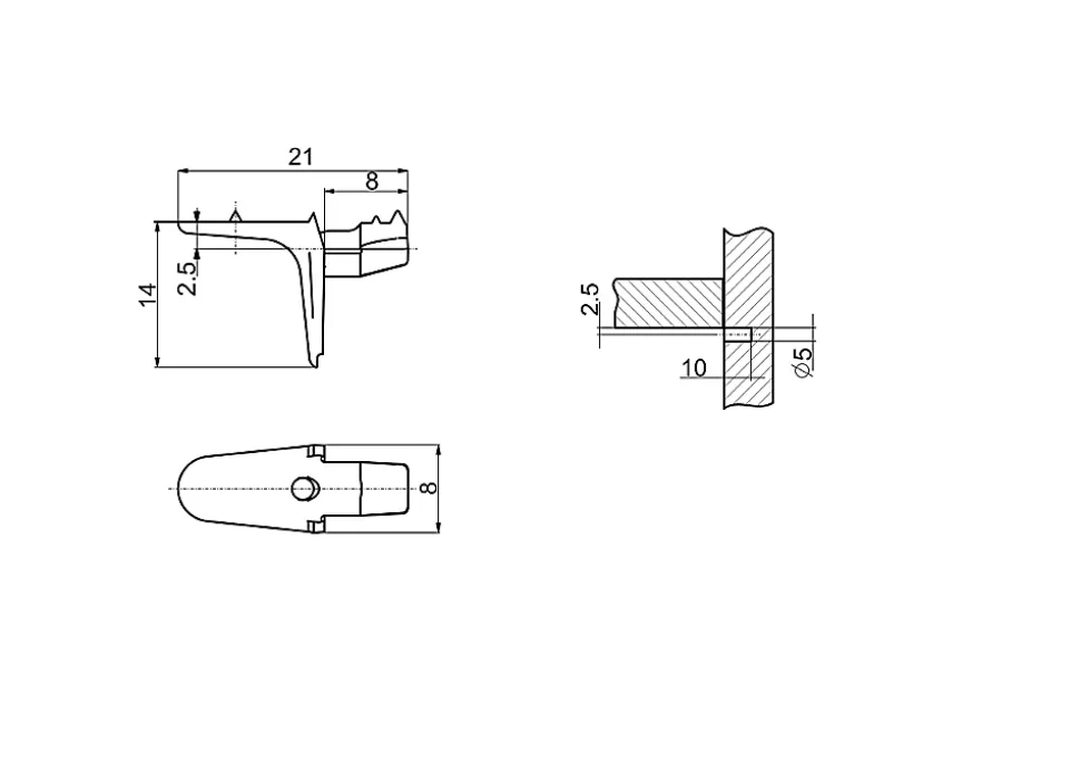Taquet pour étagère Cicely GoodHome métal vendu par 8 pièces