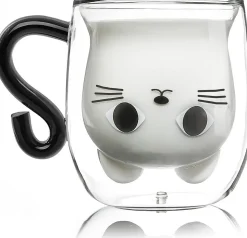 Tasse Chat Verre Double Paroi 250 ml Cadeau Mignon