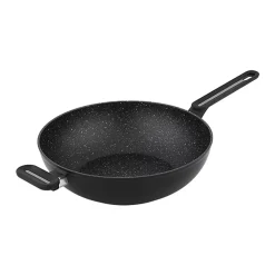Techwood TAF-30WO - Wok de 30cm en aluminium forgé, Lavable en machine, Utilisable sur tous types de feux