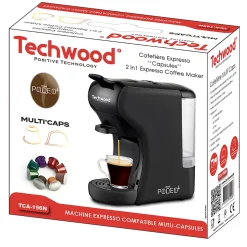 Techwood TCA-196N Cafetière Expresso MULTI-CAPSULES Coloris Noir
