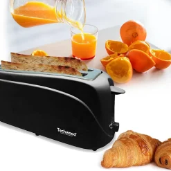 Techwood TGP-506 Grille Pain 2 longues fentes Noir