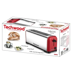 Techwood TGPI-4025 Grille Pain "Inox Brossé" Coloris Rouge