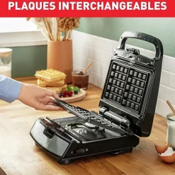 TEFAL Appareil à gaufre + 2 coffrets sandwiches et gaufres, Plaques antiadhésives, Rangement pratique, Snack Collection SW853D12