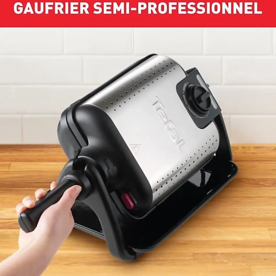 TEFAL Appareil à gaufre semi pro, 1200 W, Thermostat réglable, Voyant lumineux, Poignée rotative rabattable, King Size WM756D12