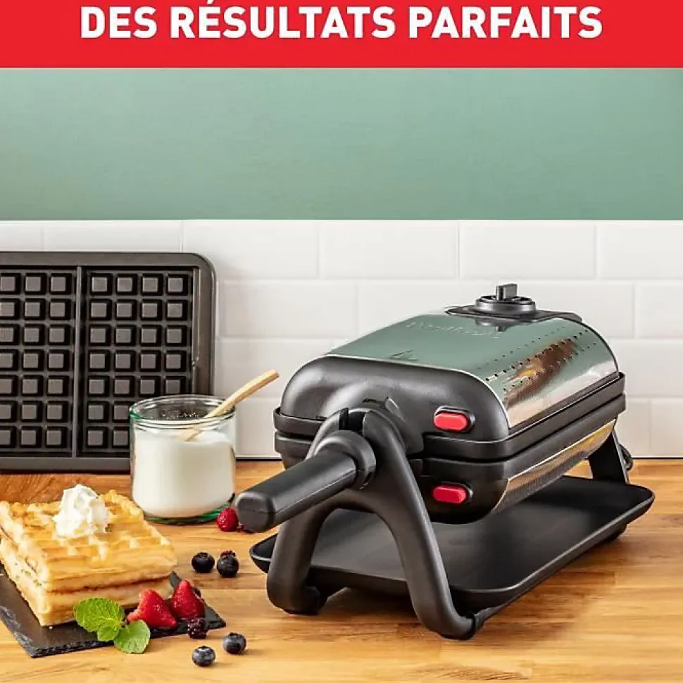 TEFAL Appareil à gaufre semi pro, 1200 W, Thermostat réglable, Voyant lumineux, Poignée rotative rabattable, King Size WM756D12