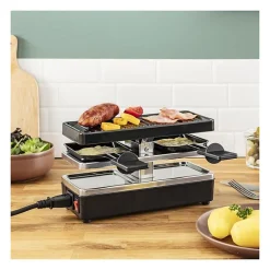 TEFAL Appareil a raclette et grill, 2 personnes, Modulable, Prise intégrée pour brancher d'autres appareils, Plug & Share RE23