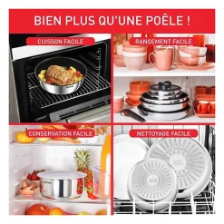 TEFAL INGENIO Batterie de cuisine 13 pcs, Induction, Acier inoxydable, Revetement antiadhésif durable, Emotion On L897DS04