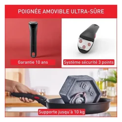 TEFAL INGENIO Batterie de cuisine 13 pcs, Induction, Acier inoxydable, Revetement antiadhésif durable, Emotion On L897DS04
