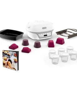 TEFAL KD812110 Cake Factory Délices Silver Appareil a gâteau, 5 programmes auto + mode manuel, Accessoires, Application dédiée