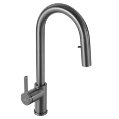 Timeless mitigeur d'évier à levier en acier inoxydable+douchette extractible, monotrou, gun metal brossé (TMLKF285BGM)