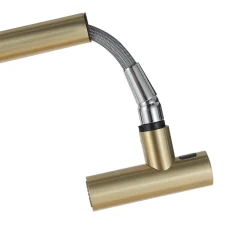 Timeless mitigeur d'évier à levier en acier inoxydable avec douchette extractible, monotrou, or brossé (TMLKF185BG)