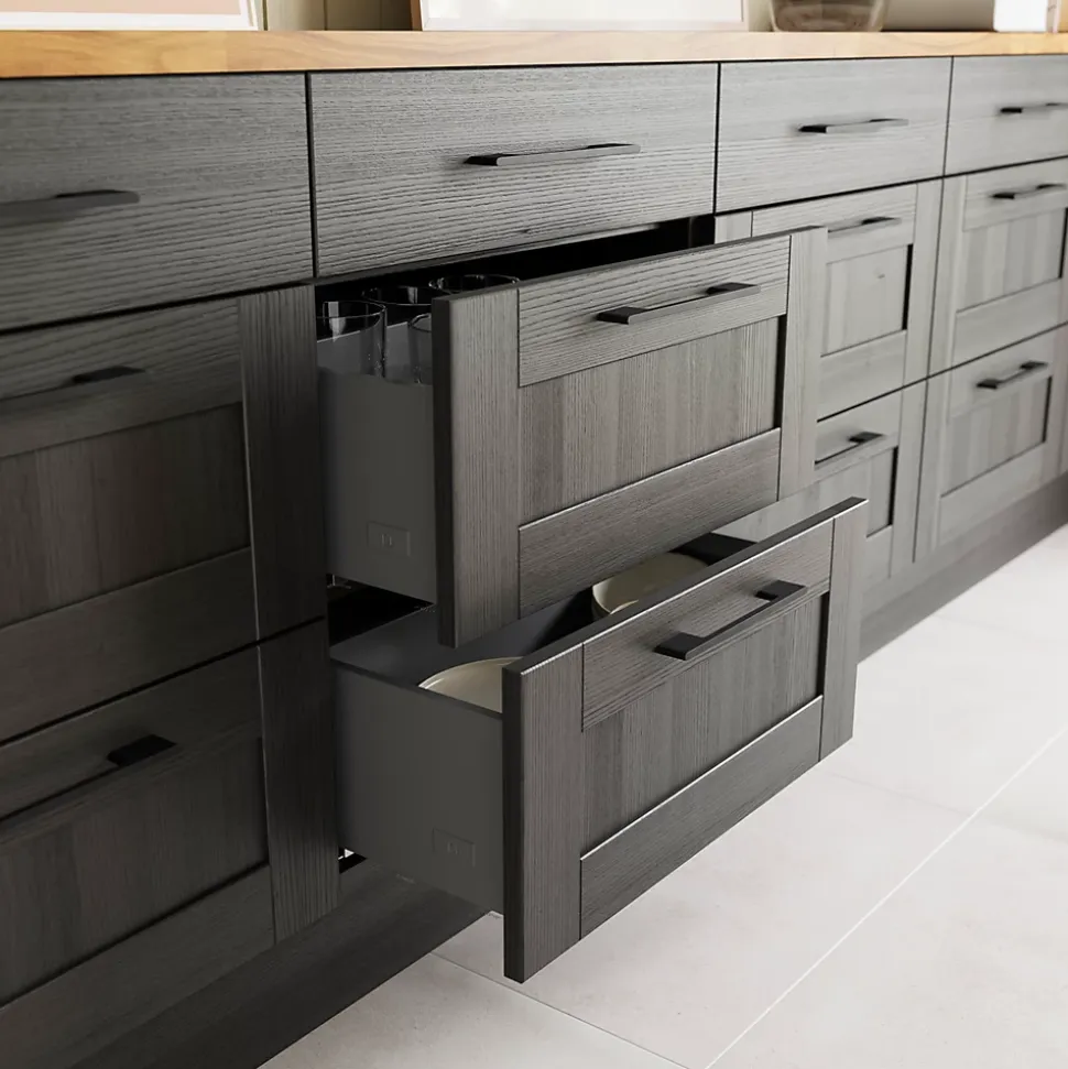 Tiroir de cuisine GoodHome Soto anthracite l. 40 x P. 27 cm