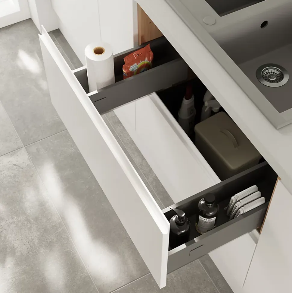 Tiroir de meuble de cuisine sous évier GoodHome Soto Anthracite