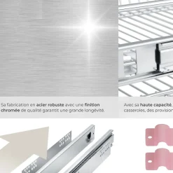 Tiroir de rangement téléscopique gris