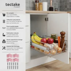 Tiroir de rangement téléscopique gris