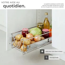 Tiroir de rangement téléscopique gris