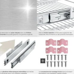 Tiroir de rangement téléscopique gris