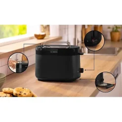 Toaster - BOSCH - TAT2M123 MyMoment - Noir - 2 tranches - centrage automatique du pain - fonctions décongélation et réchauffage
