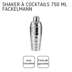 Trio cocktails shaker, doseur à alcool et 3 cuillères à cocktail inox Fackelmann Bar Concept