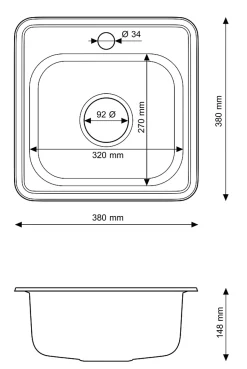 Turi38 Évier en Acier Inoxydable Granitan - Ensemble 1 Bac