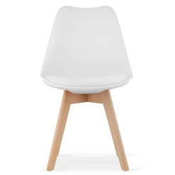 Valora RIKX Chaises blanches avec coussin et pieds en bois x3