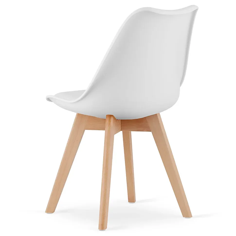 Valora RIKX Chaises blanches avec coussin et pieds en bois x3