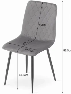 Valora TURIN Chaise Velours Beige Design Ergonomique x4