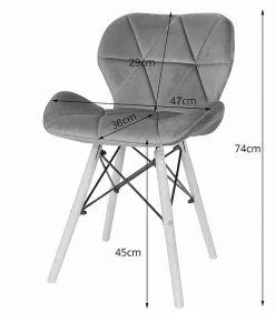 VALORA WAKO Chaise en velours - Design ergonomique moderne, marron x 4