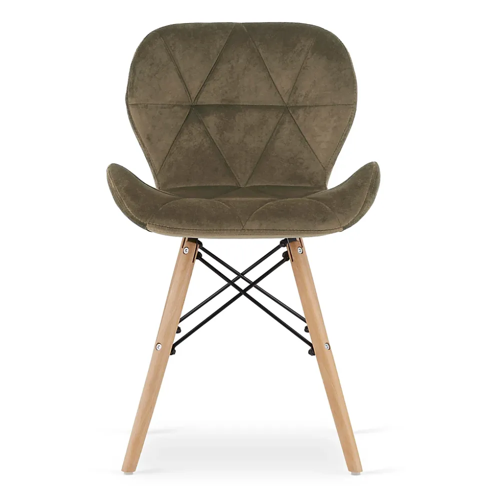 VALORA WAKO Chaise en velours - Design ergonomique moderne, marron x 4