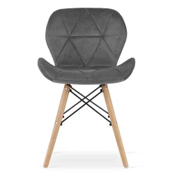 Valora WAKO Fauteuil en velours gris, design moderne pour salon x4