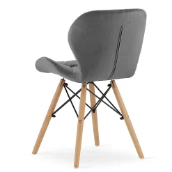 Valora WAKO Fauteuil en velours gris, design moderne pour salon x4